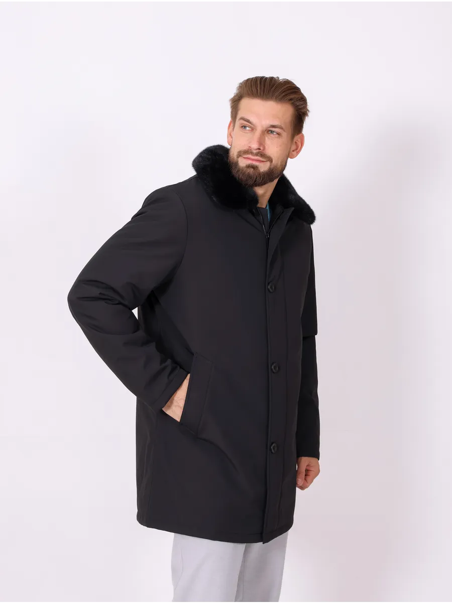 Куртка мужская зимняя меховая с норкой и верблюжьей шерстью