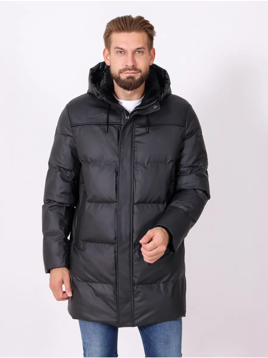 Куртка мужская зимняя из овчины и биопуха