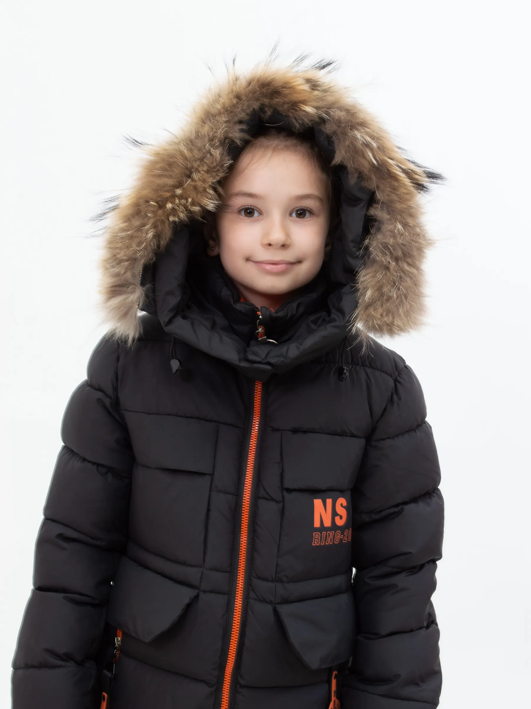 Куртка зимняя для девочки из хлопка и полиэстера