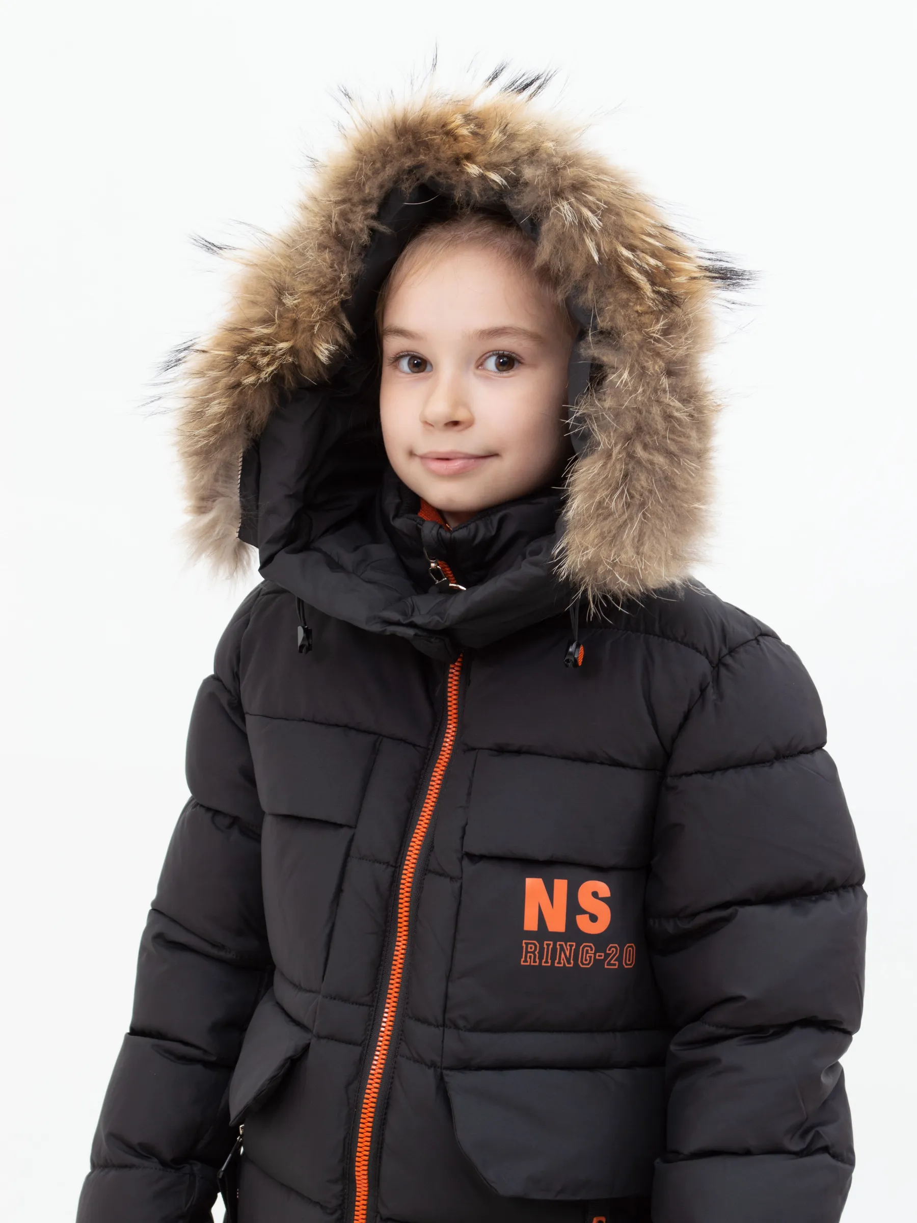 Куртка зимняя для девочки из хлопка и полиэстера