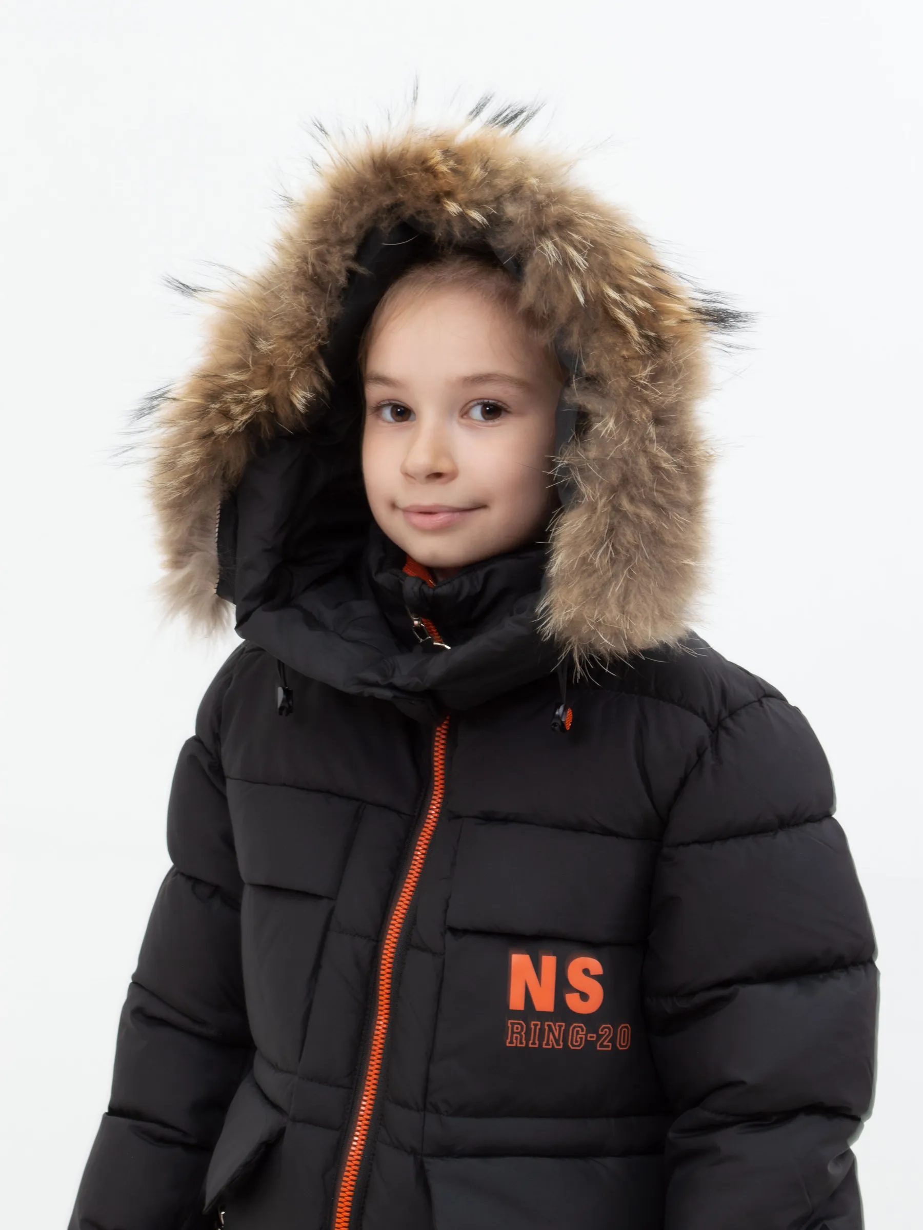 Куртка зимняя для девочки из хлопка и полиэстера