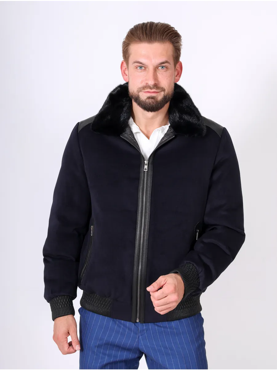Куртка мужская зимняя укороченная с овчиной