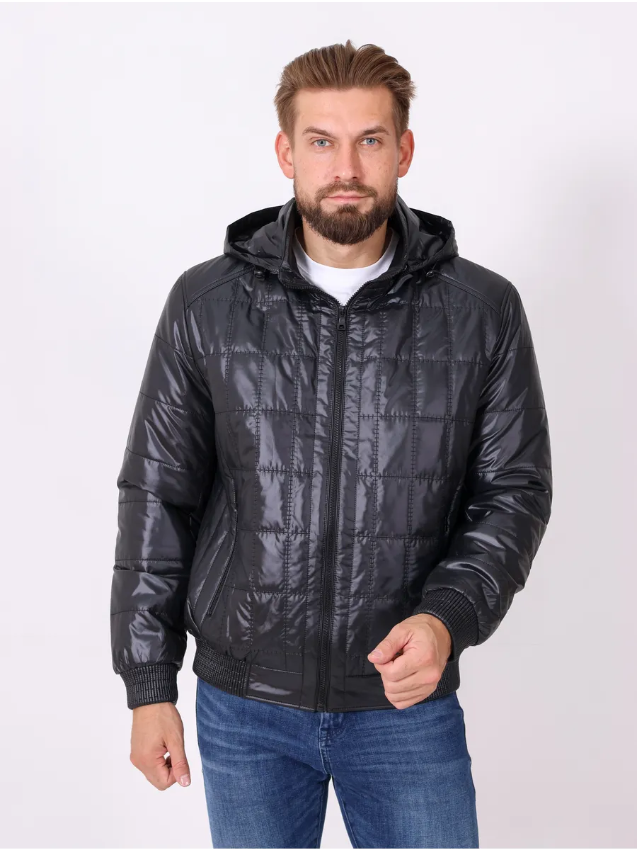 Куртка мужская демисезонная на резинке из полиэстера с синтепоном