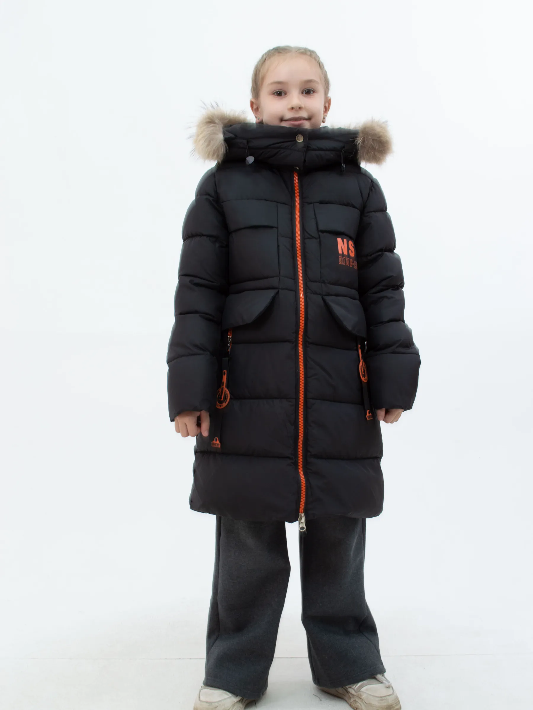 Куртка зимняя для девочки из хлопка и полиэстера