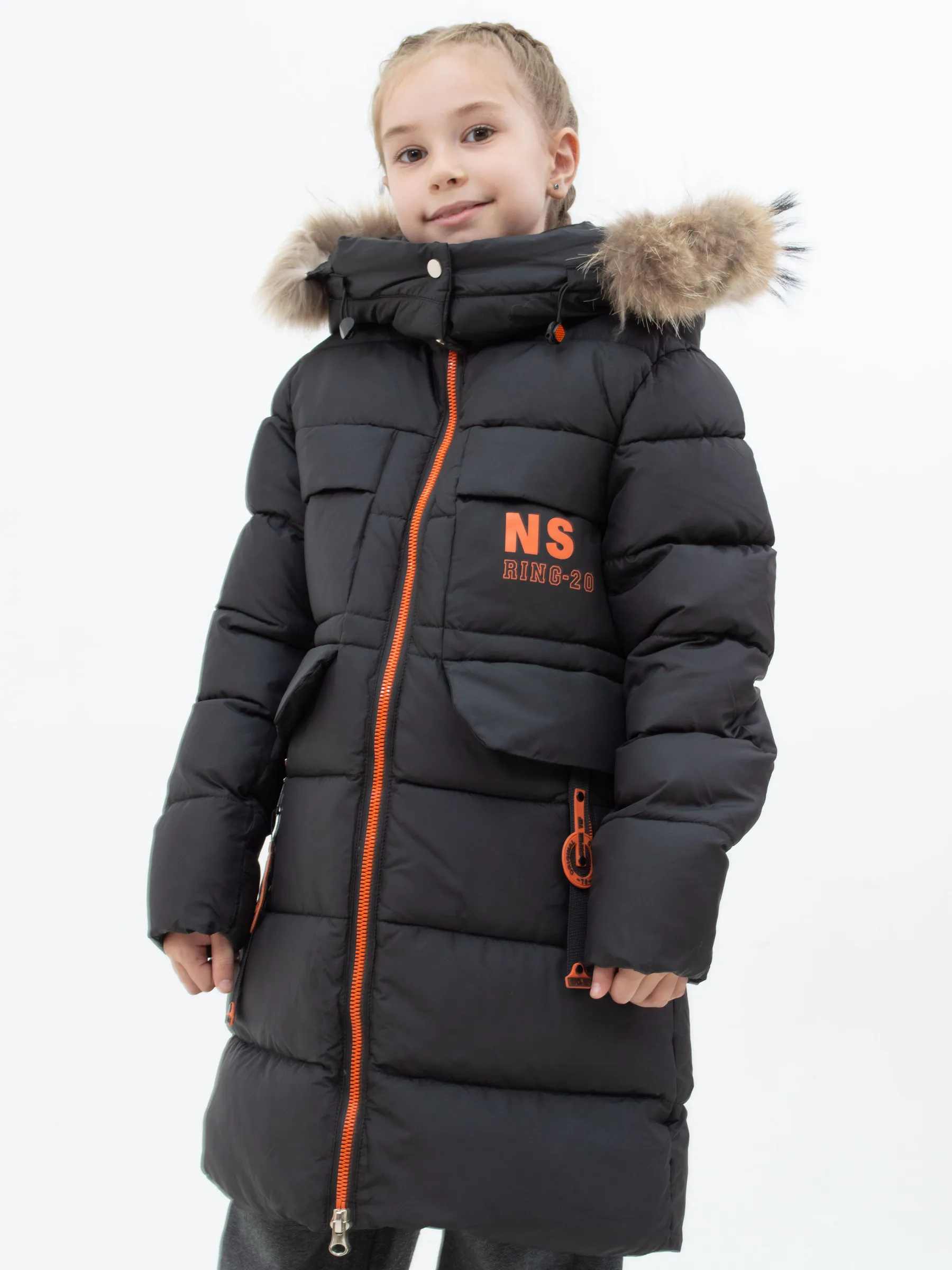 Куртка зимняя для девочки из хлопка и полиэстера