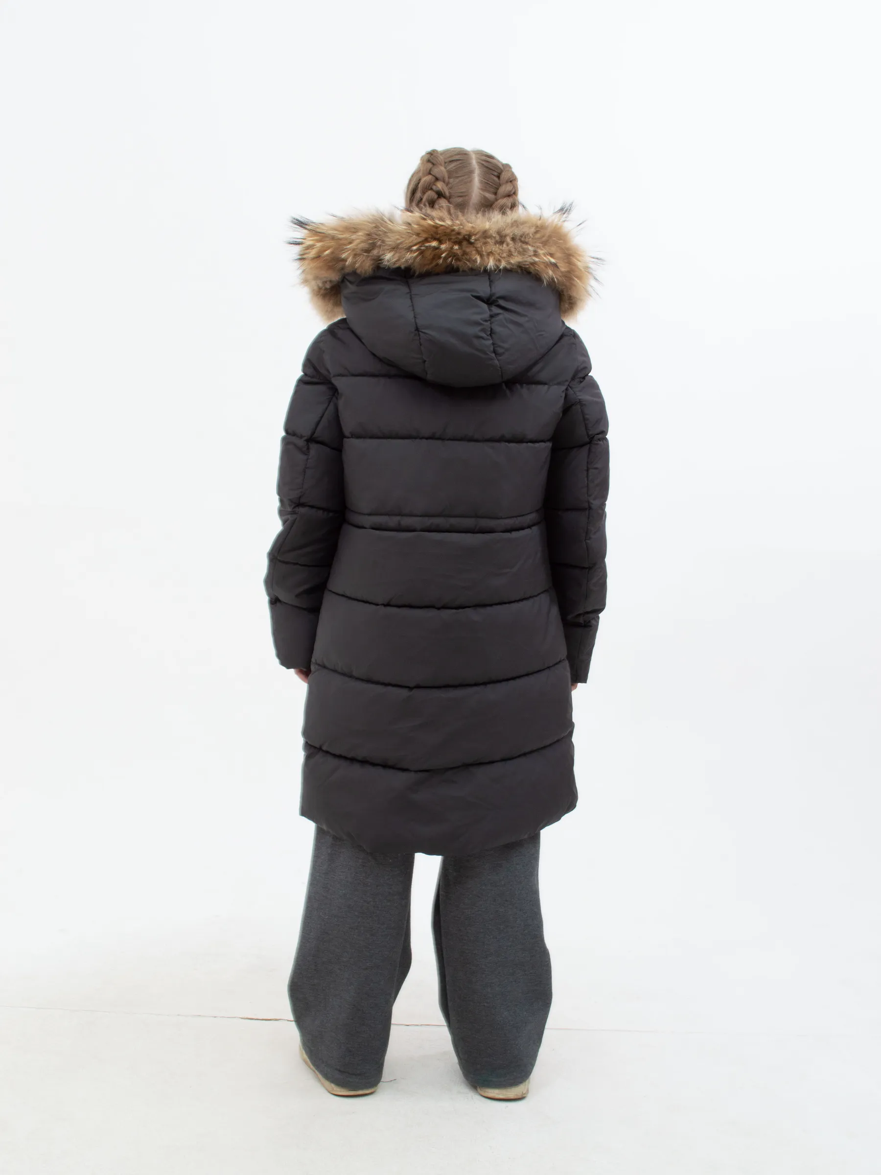 Куртка зимняя для девочки из хлопка и полиэстера