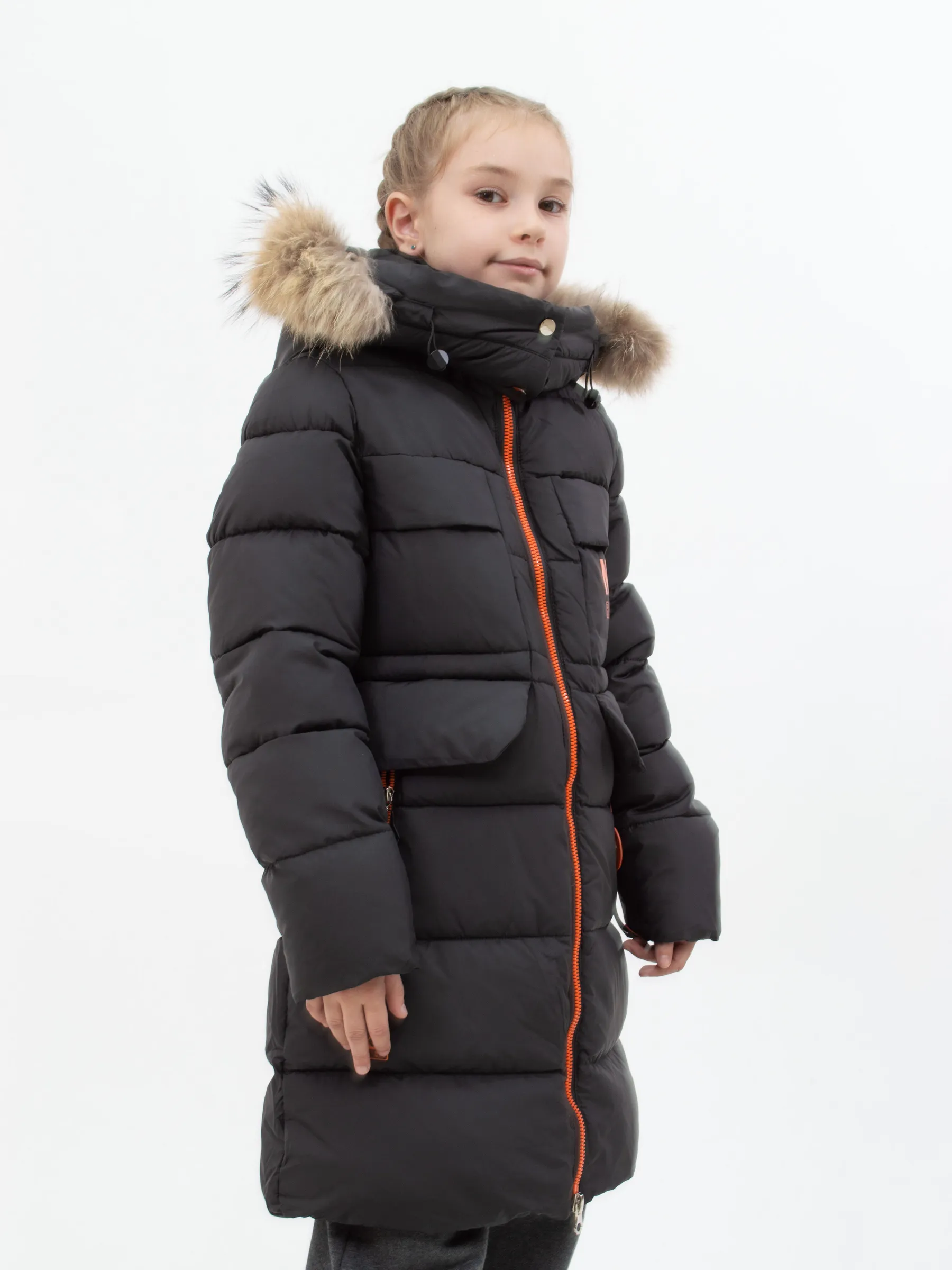 Куртка зимняя для девочки из хлопка и полиэстера