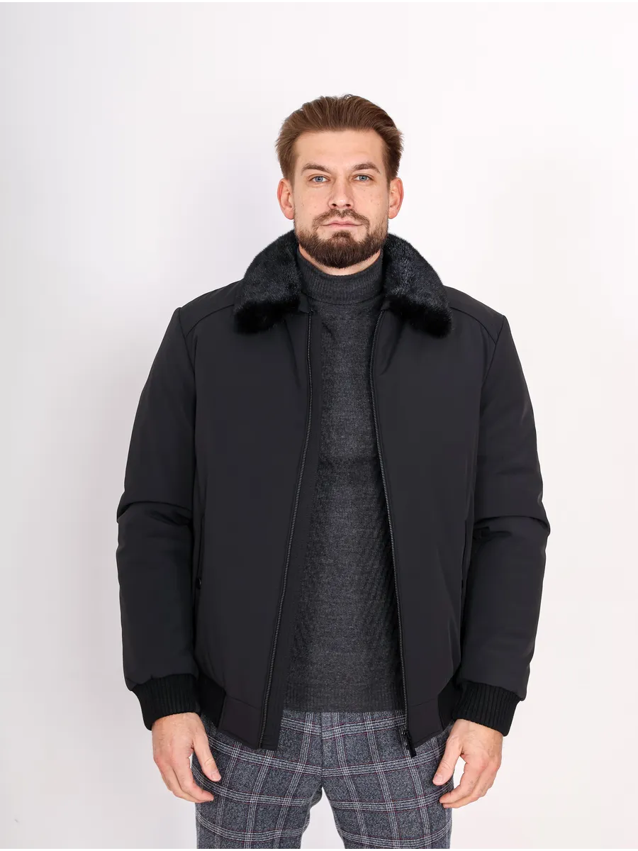 Куртка зимняя укороченная из полиэстера и верблюжьей шерсти