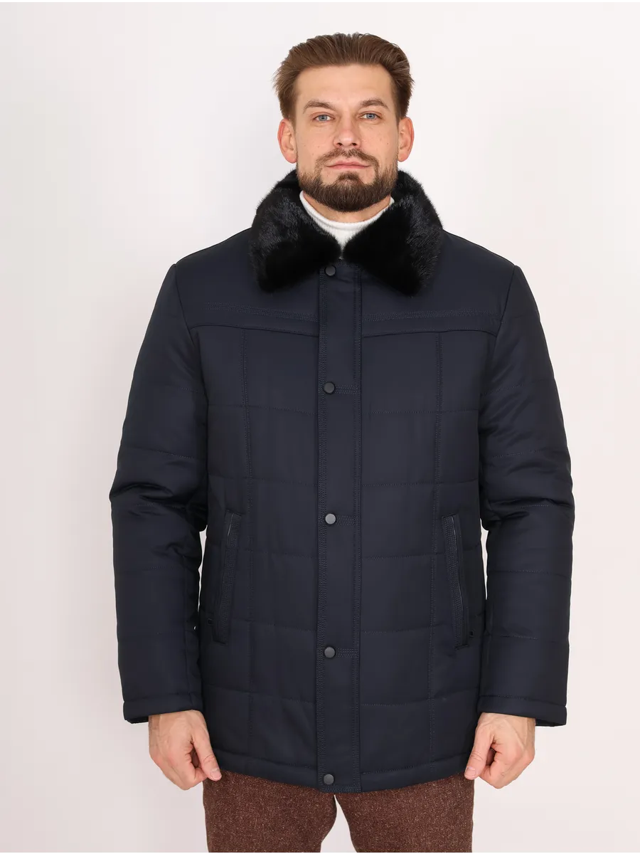 Куртка мужская зимняя из норки и полиэстера с верблюжьей шерстью