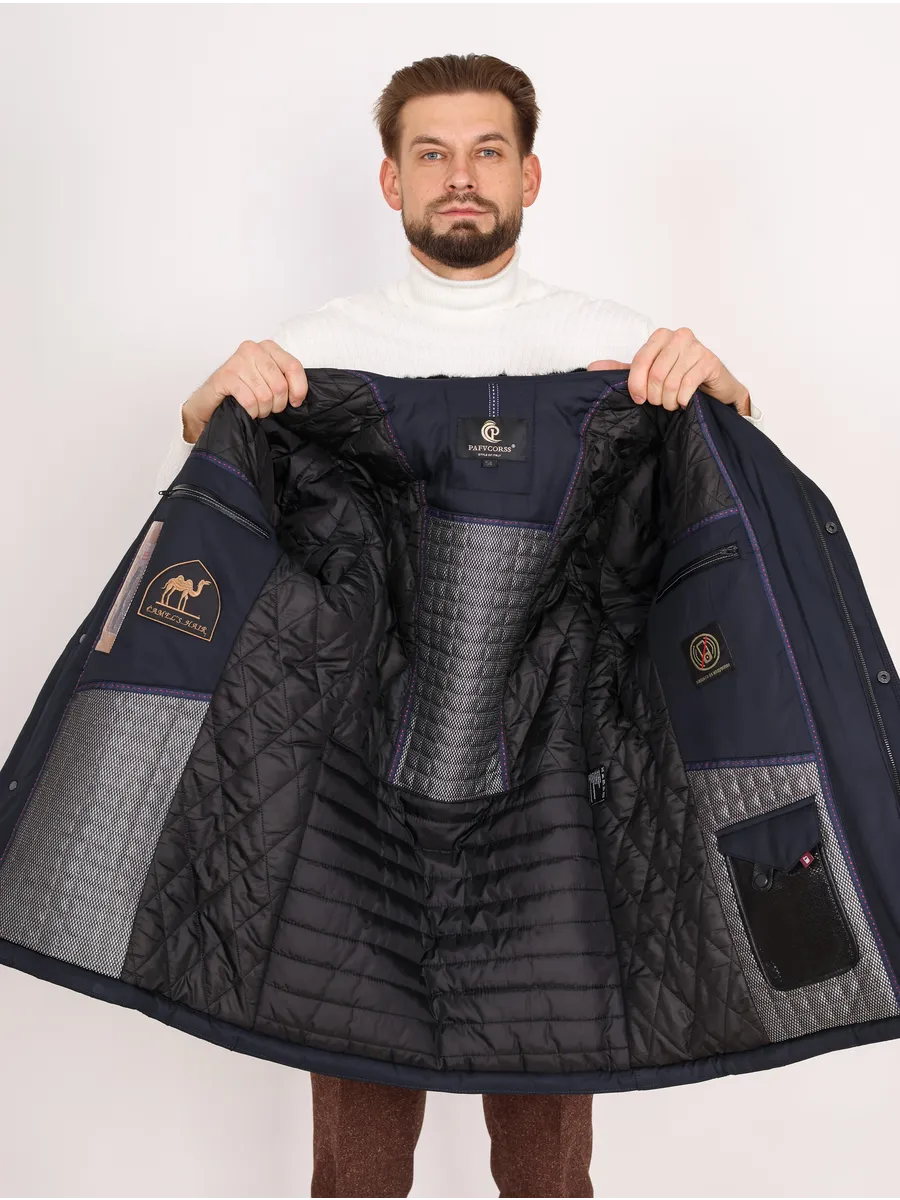 Куртка мужская зимняя из норки и полиэстера с верблюжьей шерстью