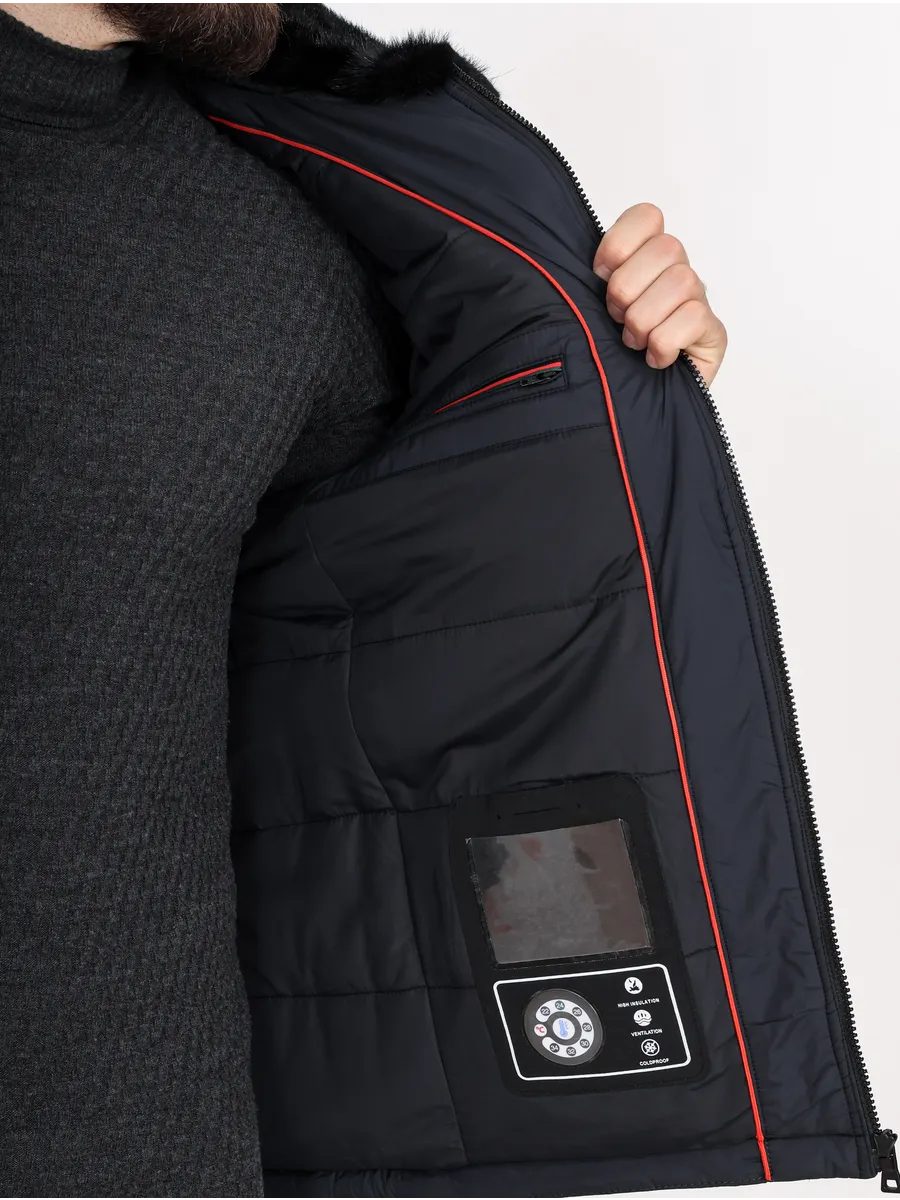 Куртка зимняя классическая из полиэстера с верблюжьей шерстью и норкой