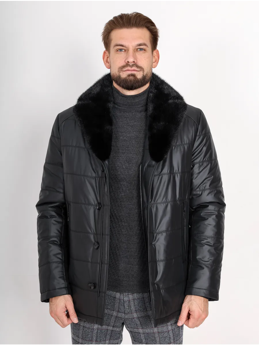 Куртка зимняя мужская из полиэстера с мехом