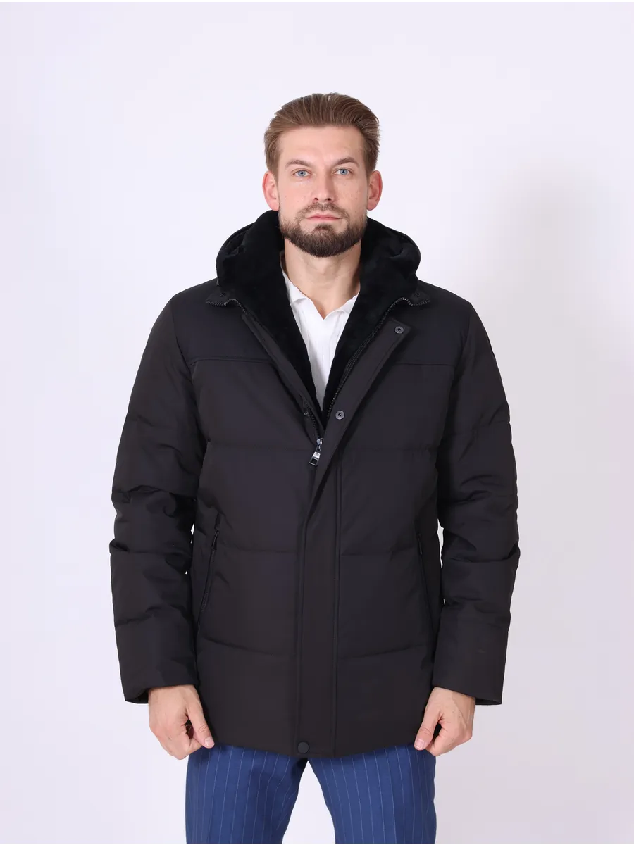 Куртка мужская зимняя из полиэстера с био пухом и мутоном
