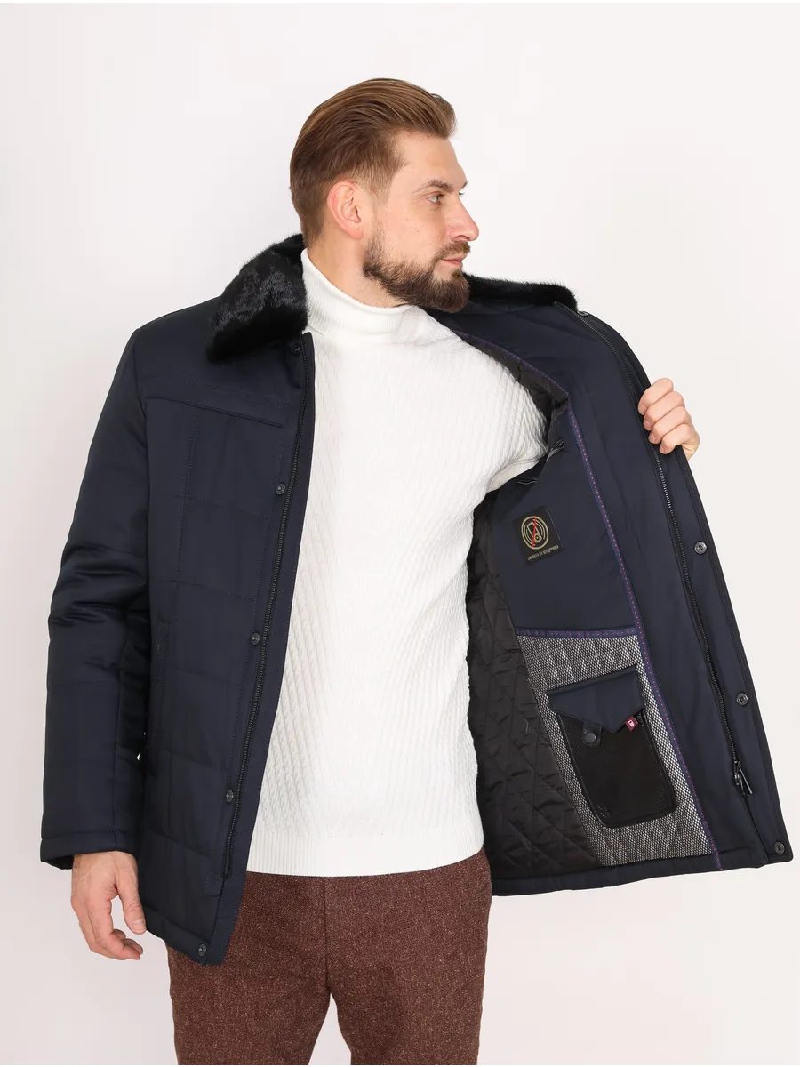 Куртка мужская зимняя из норки и полиэстера с верблюжьей шерстью