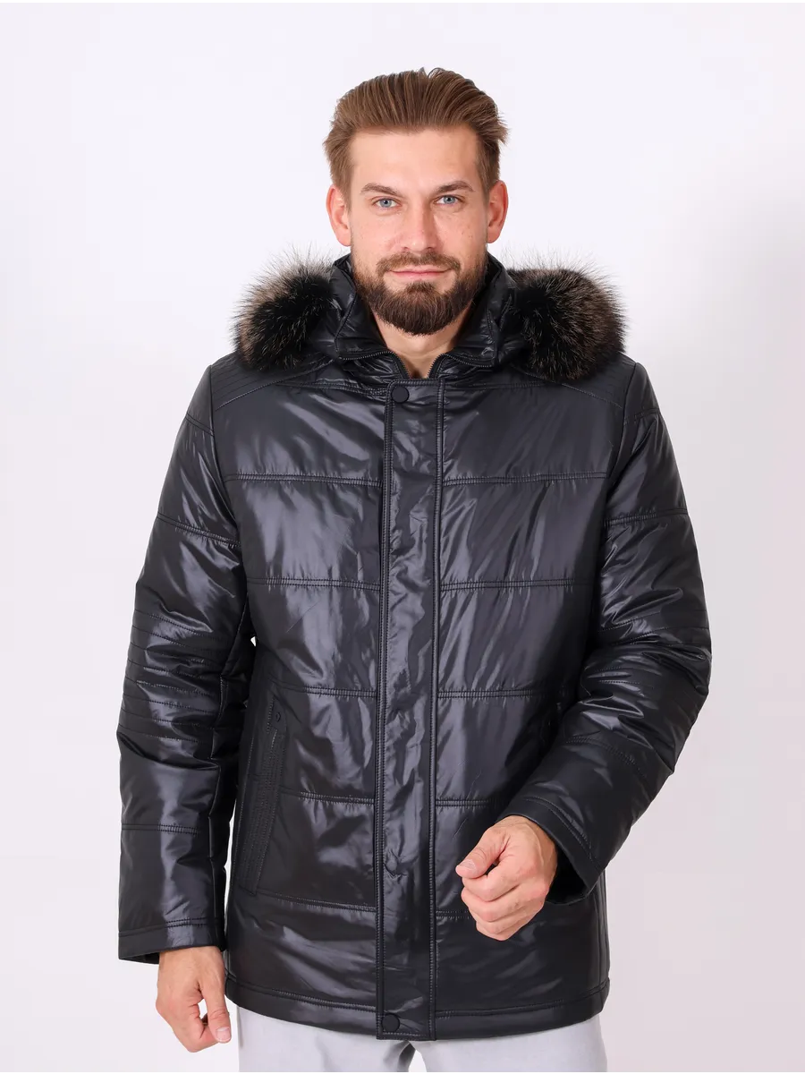 Куртка зимняя с натуральным мехом енота и верблюжьей шерстью