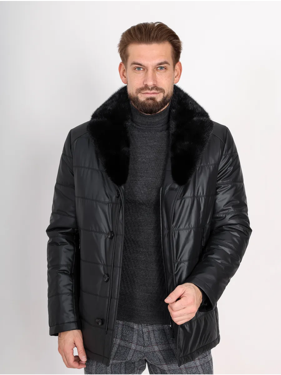 Куртка зимняя мужская из полиэстера с мехом