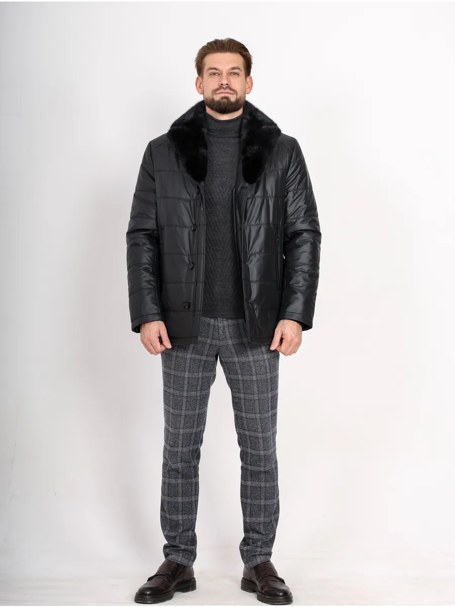 Куртка зимняя мужская из полиэстера с мехом