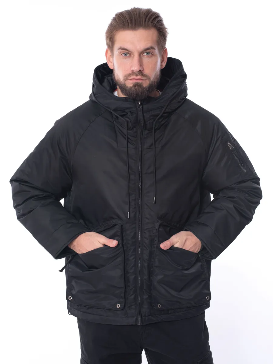 Куртка мужская зимняя короткая с капюшоном