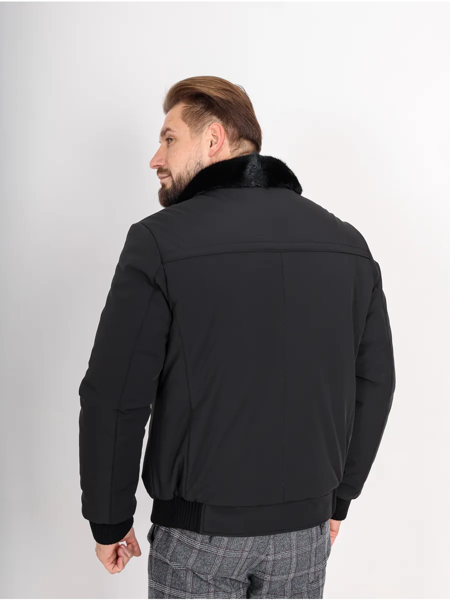 Куртка зимняя укороченная из полиэстера и верблюжьей шерсти