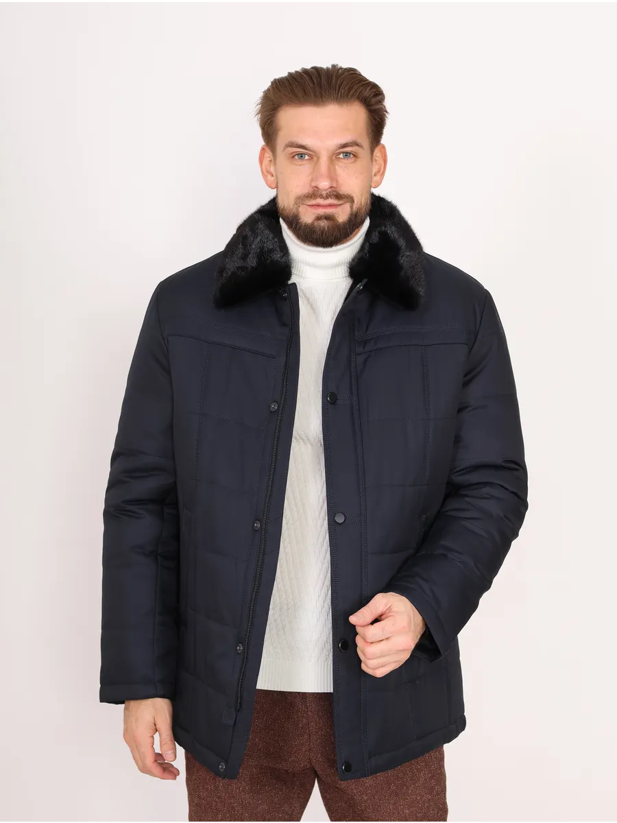 Куртка мужская зимняя из норки и полиэстера с верблюжьей шерстью