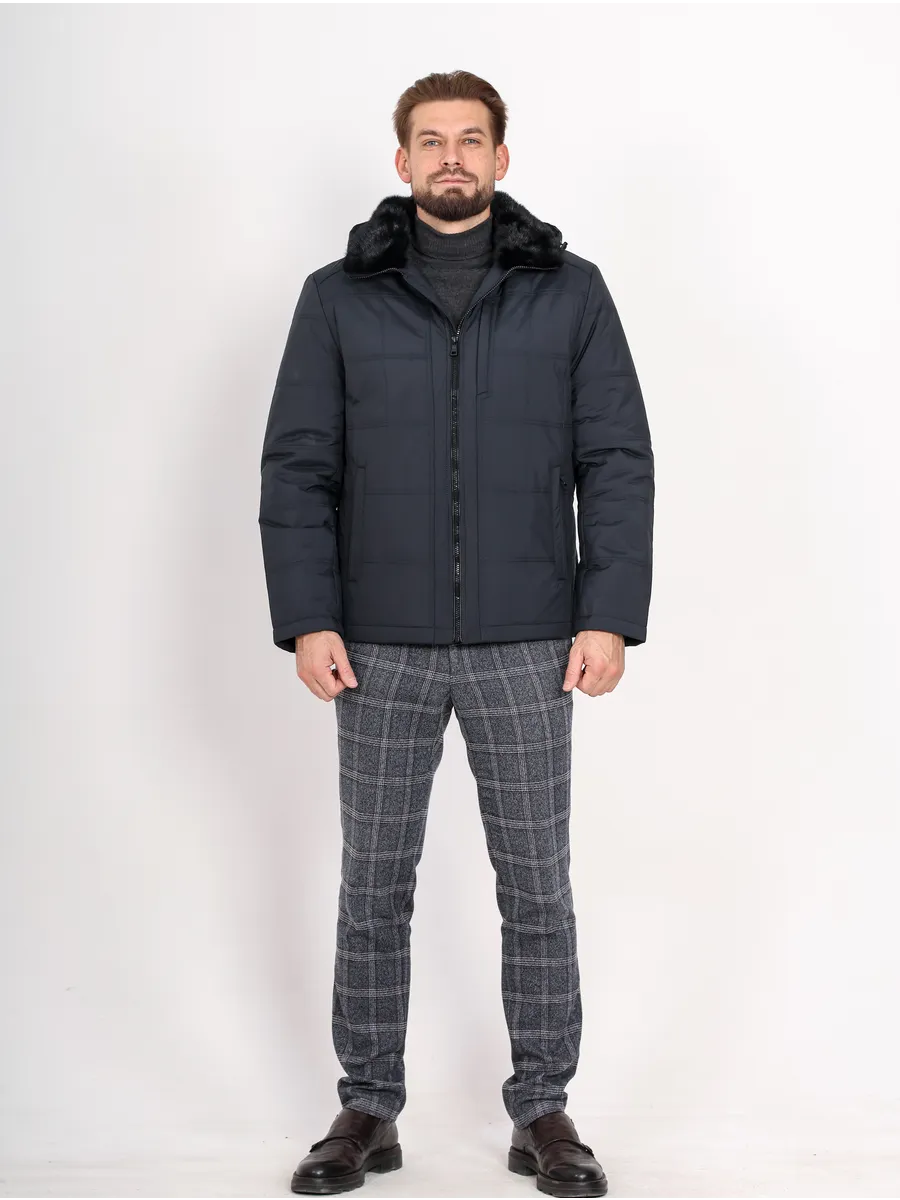 Куртка зимняя классическая из полиэстера с верблюжьей шерстью и норкой