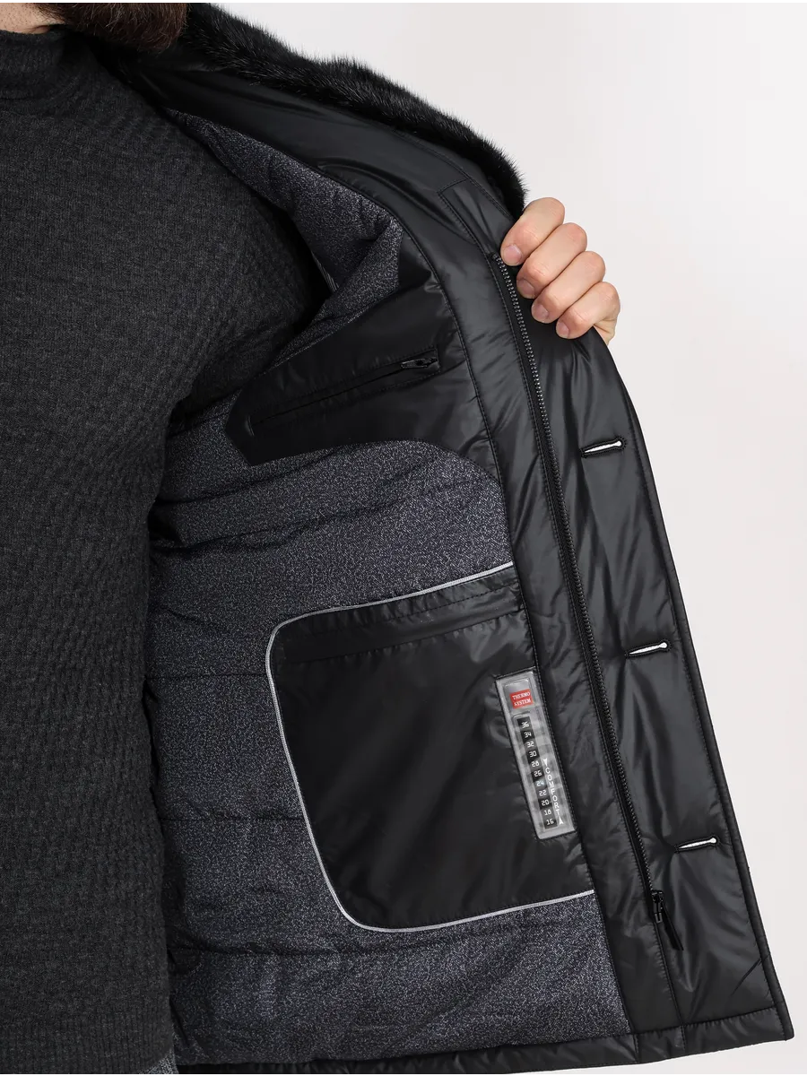 Куртка зимняя мужская из полиэстера с мехом