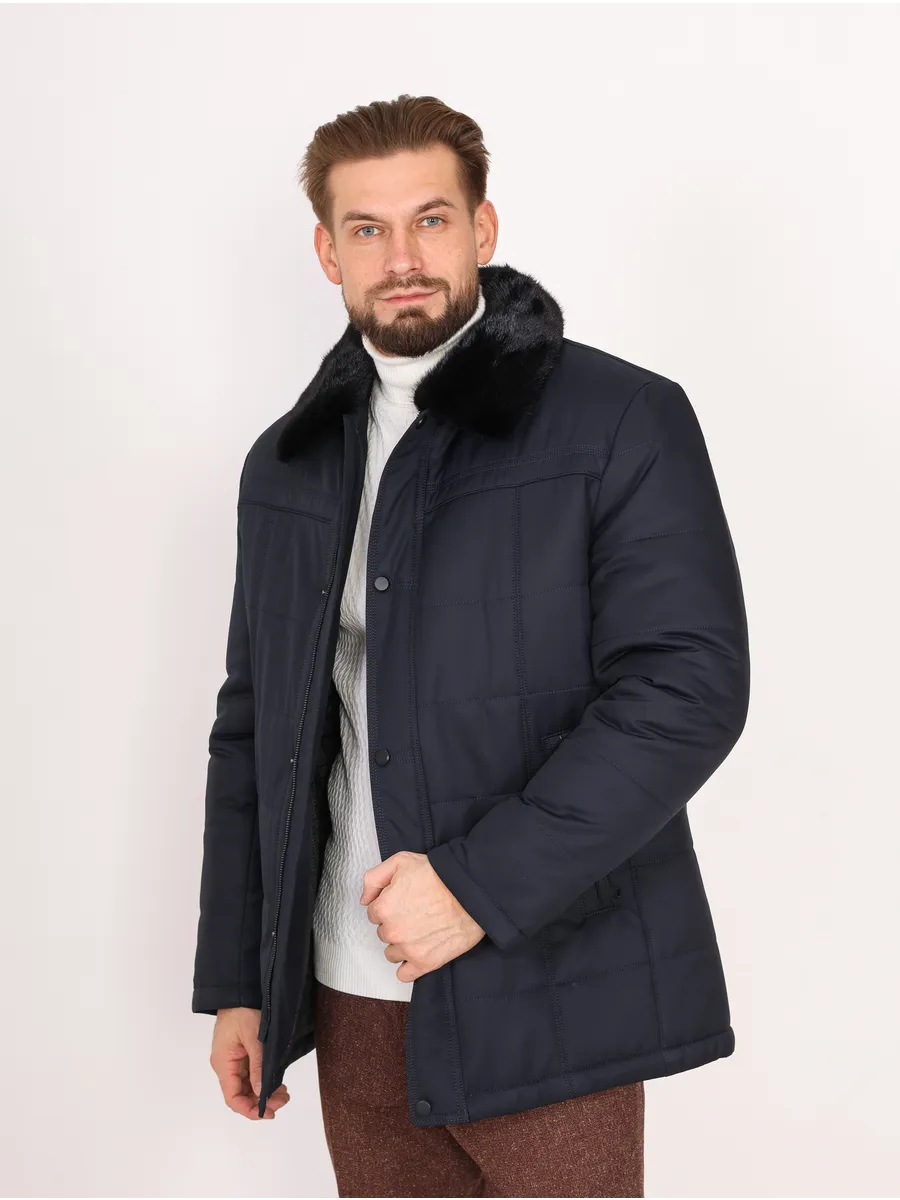 Куртка мужская зимняя из норки и полиэстера с верблюжьей шерстью