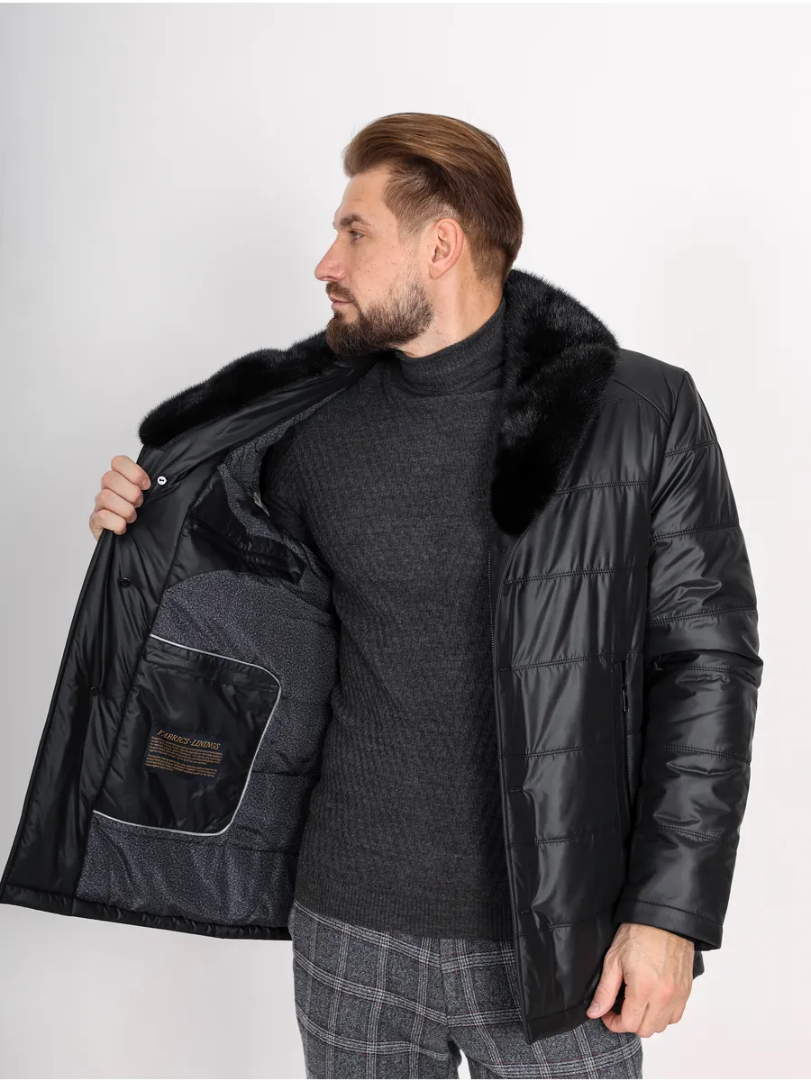 Куртка зимняя мужская из полиэстера с мехом