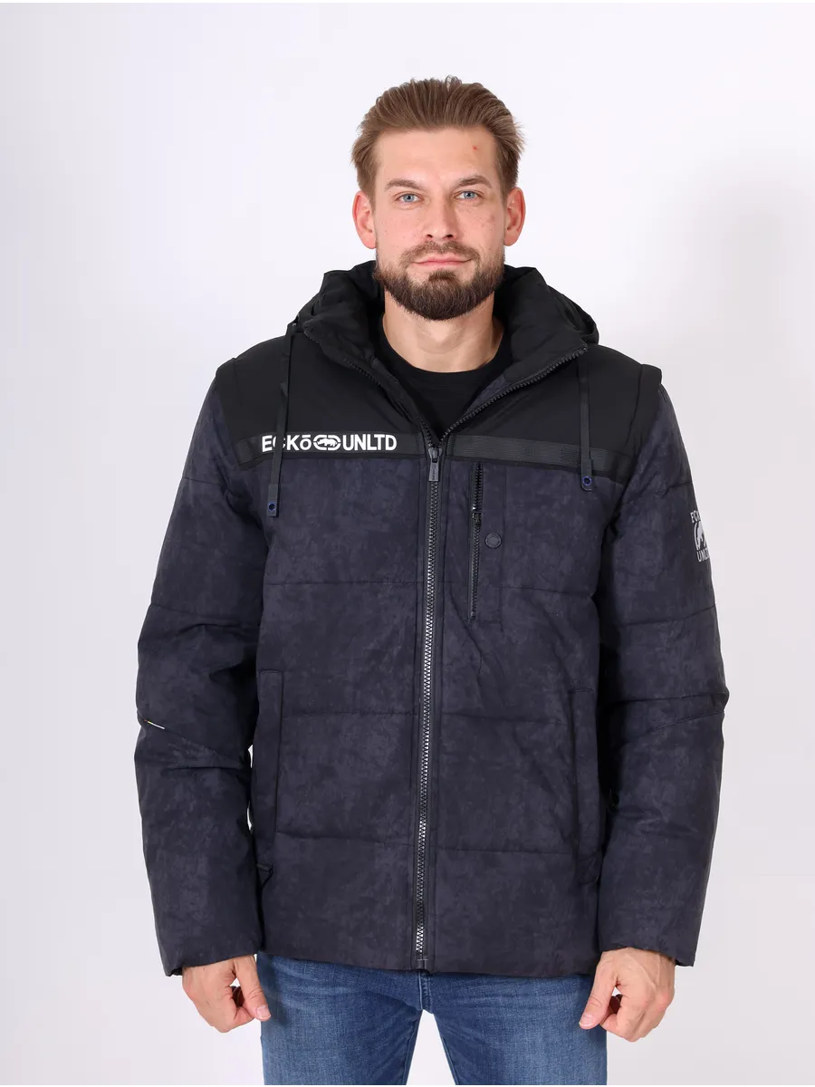 Куртка зимняя мужская короткая с капюшоном молодежная