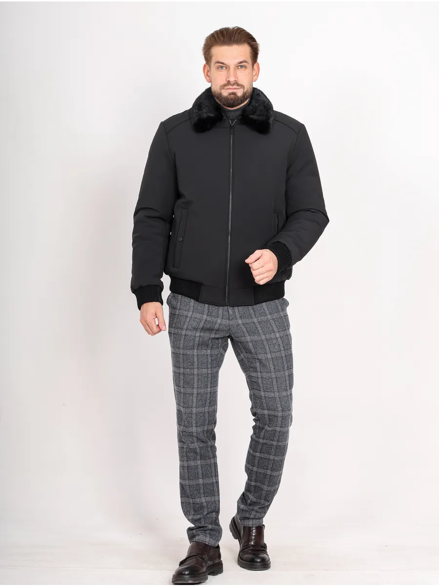 Куртка зимняя укороченная из полиэстера и верблюжьей шерсти