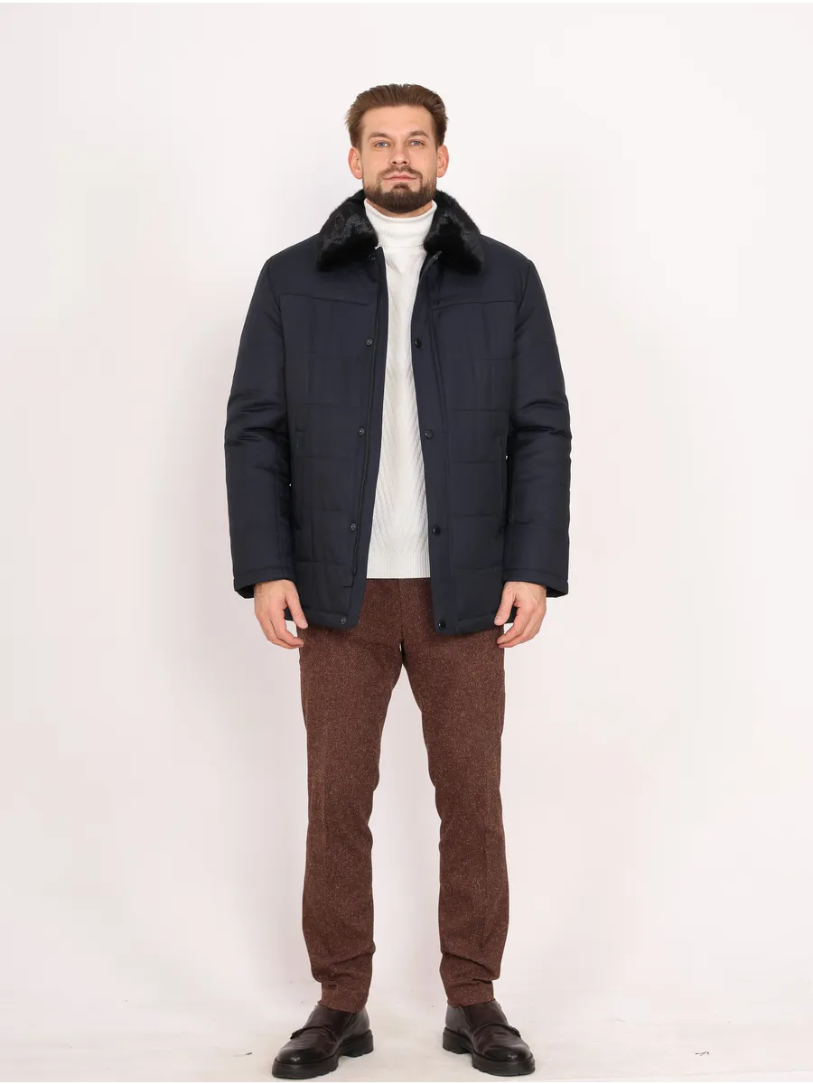Куртка мужская зимняя из норки и полиэстера с верблюжьей шерстью