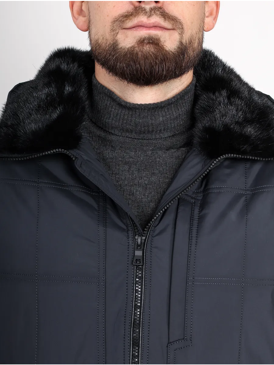 Куртка зимняя классическая из полиэстера с верблюжьей шерстью и норкой