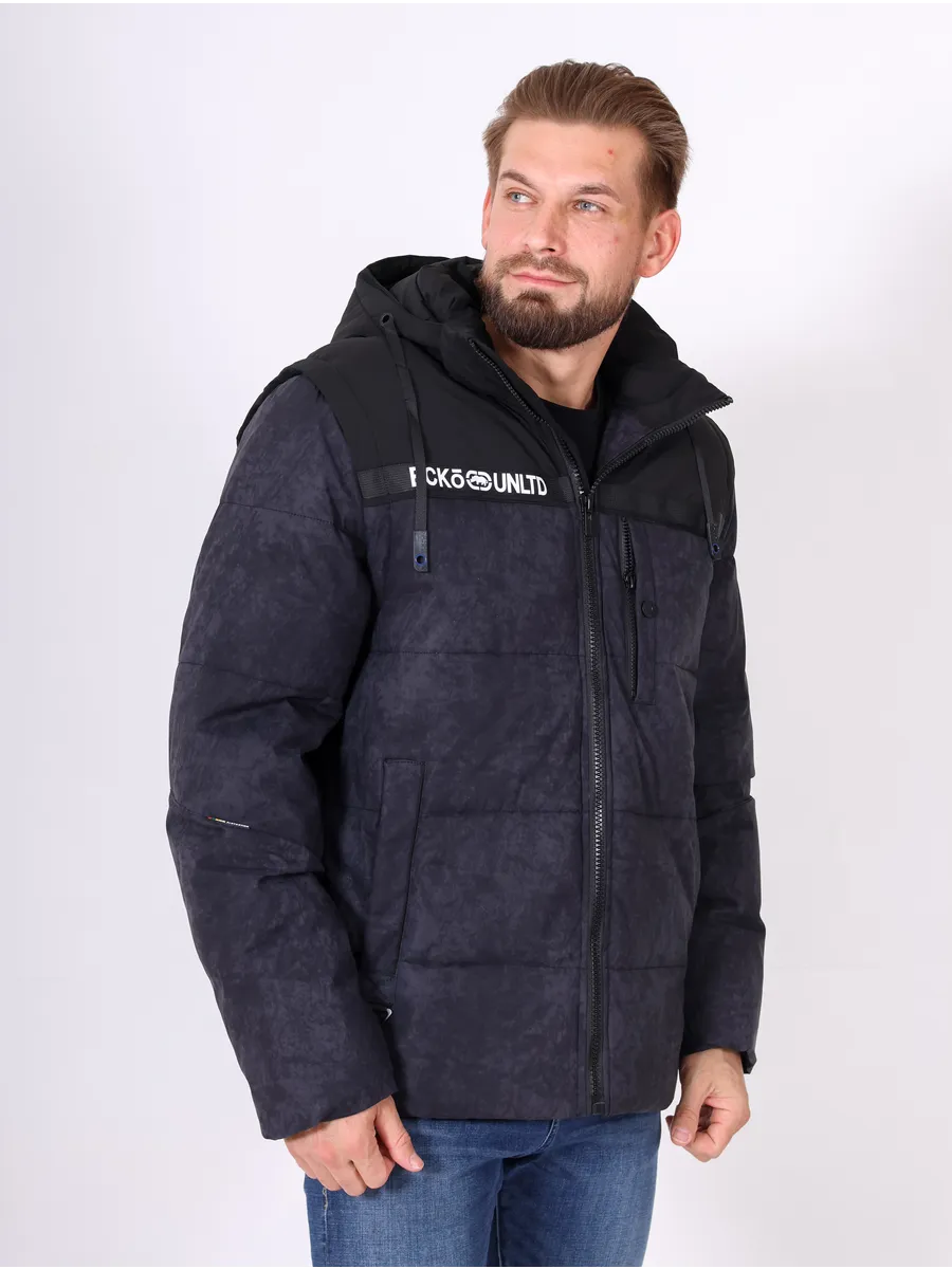 Куртка зимняя мужская короткая с капюшоном молодежная