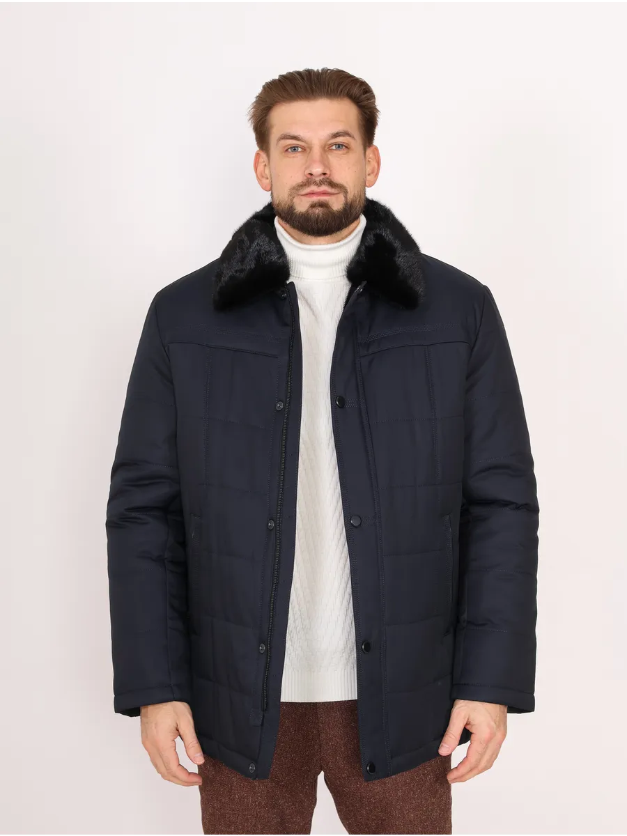 Куртка мужская зимняя из норки и полиэстера с верблюжьей шерстью