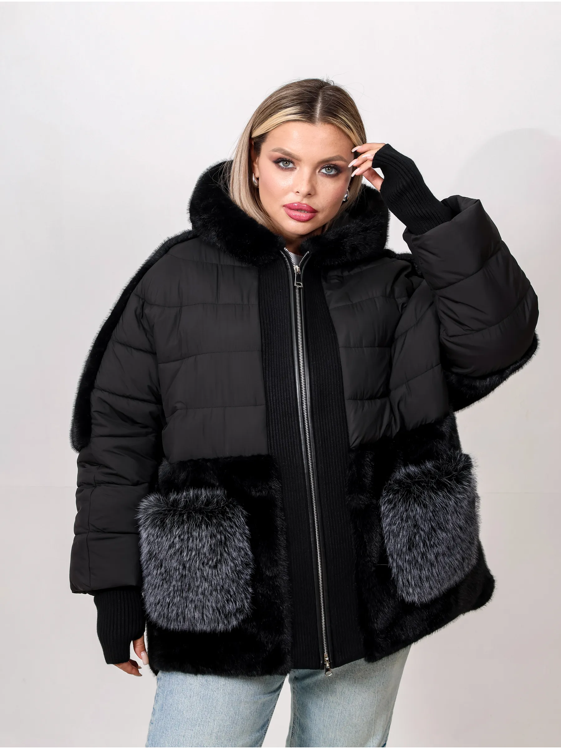 Шуба женская искусственная из эко меха, короткая куртка