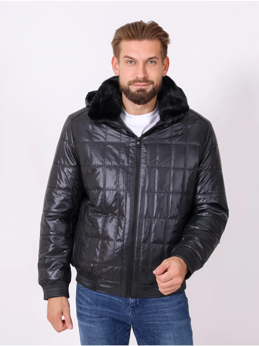 Куртка мужская зимняя из полиэстера с норкой и верблюжьей шерстью