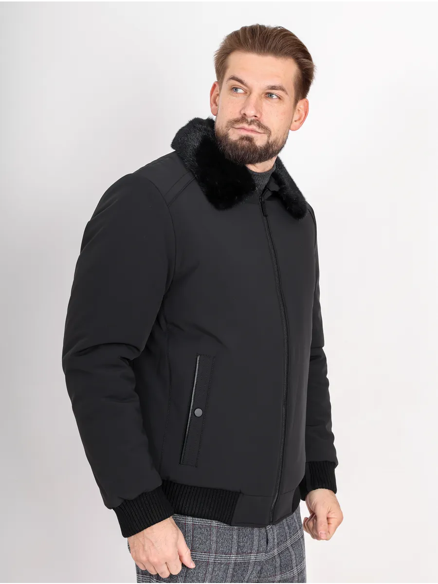 Куртка зимняя укороченная из полиэстера и верблюжьей шерсти