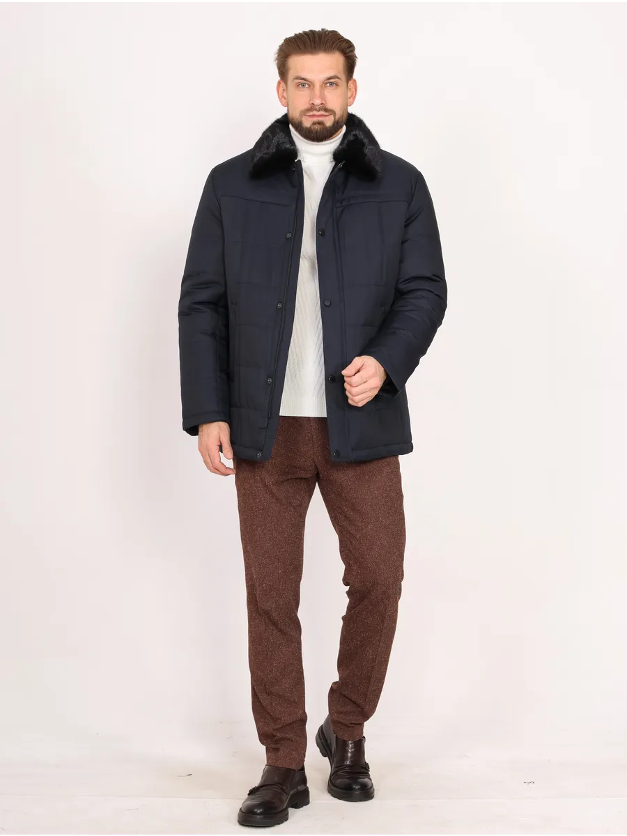 Куртка мужская зимняя из норки и полиэстера с верблюжьей шерстью