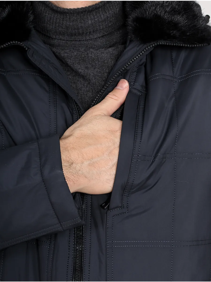 Куртка зимняя классическая из полиэстера с верблюжьей шерстью и норкой