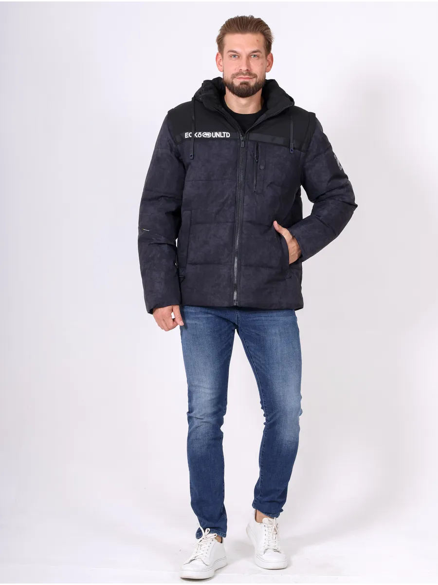 Куртка зимняя мужская короткая с капюшоном молодежная