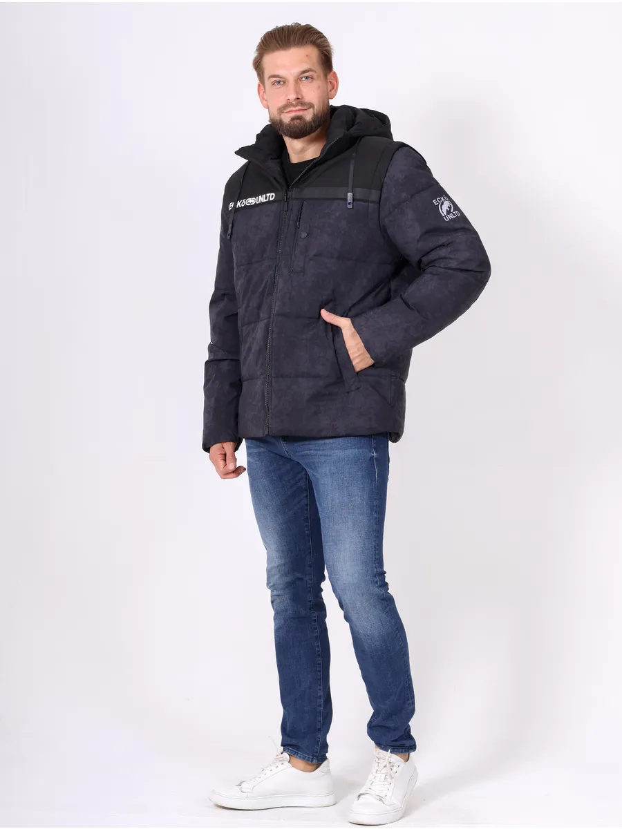 Куртка зимняя мужская короткая с капюшоном молодежная