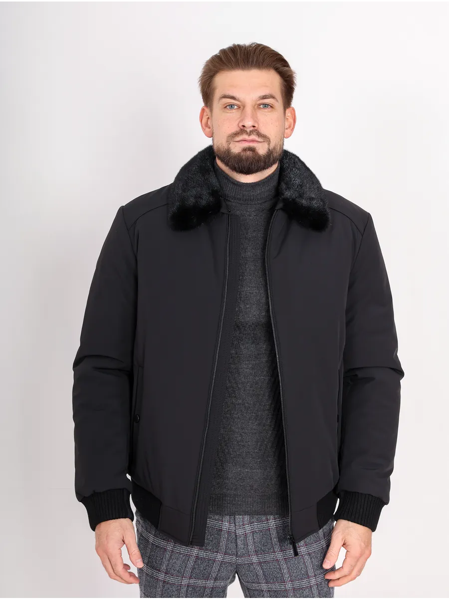 Куртка зимняя укороченная из полиэстера и верблюжьей шерсти