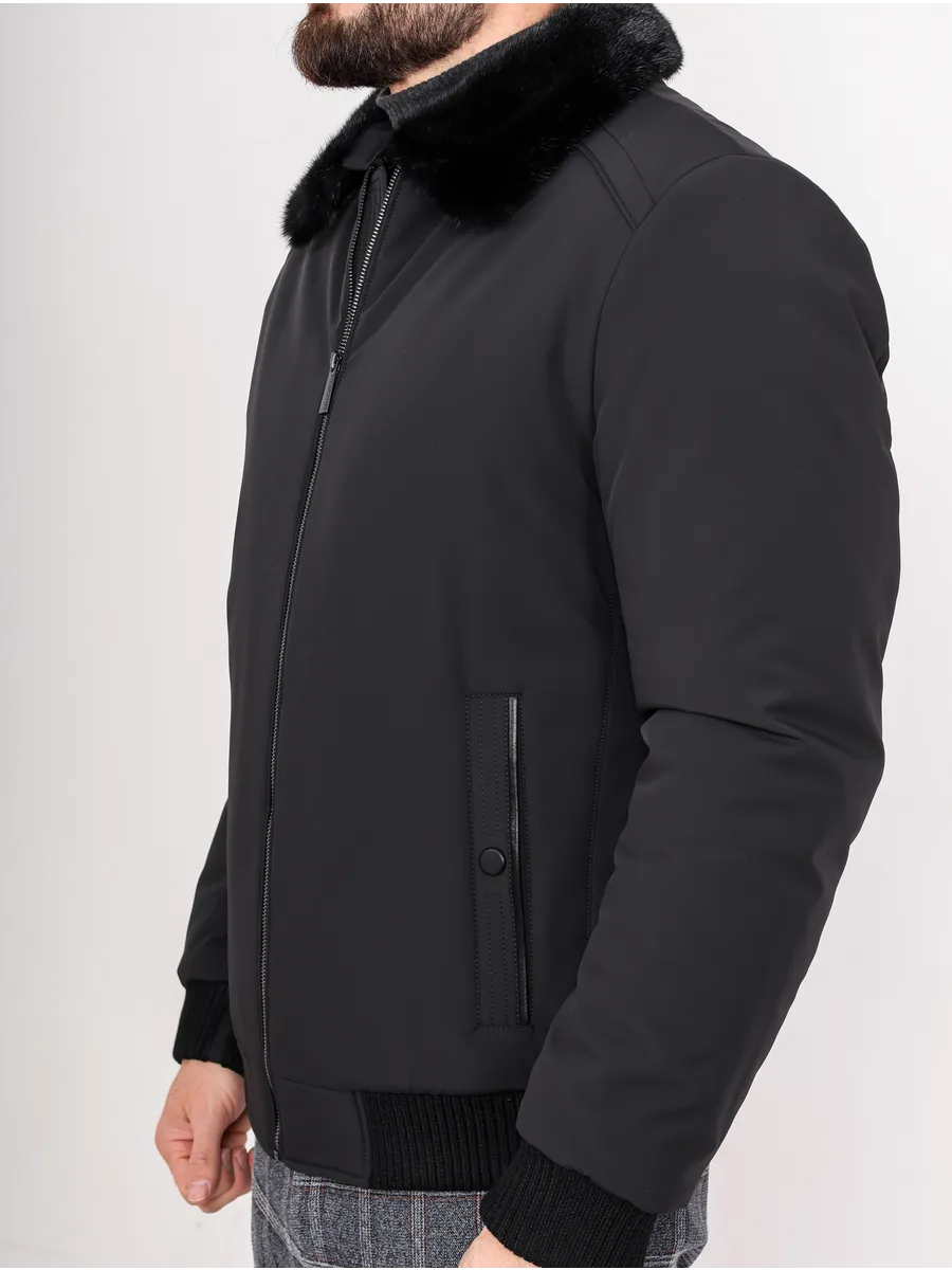 Куртка зимняя укороченная из полиэстера и верблюжьей шерсти