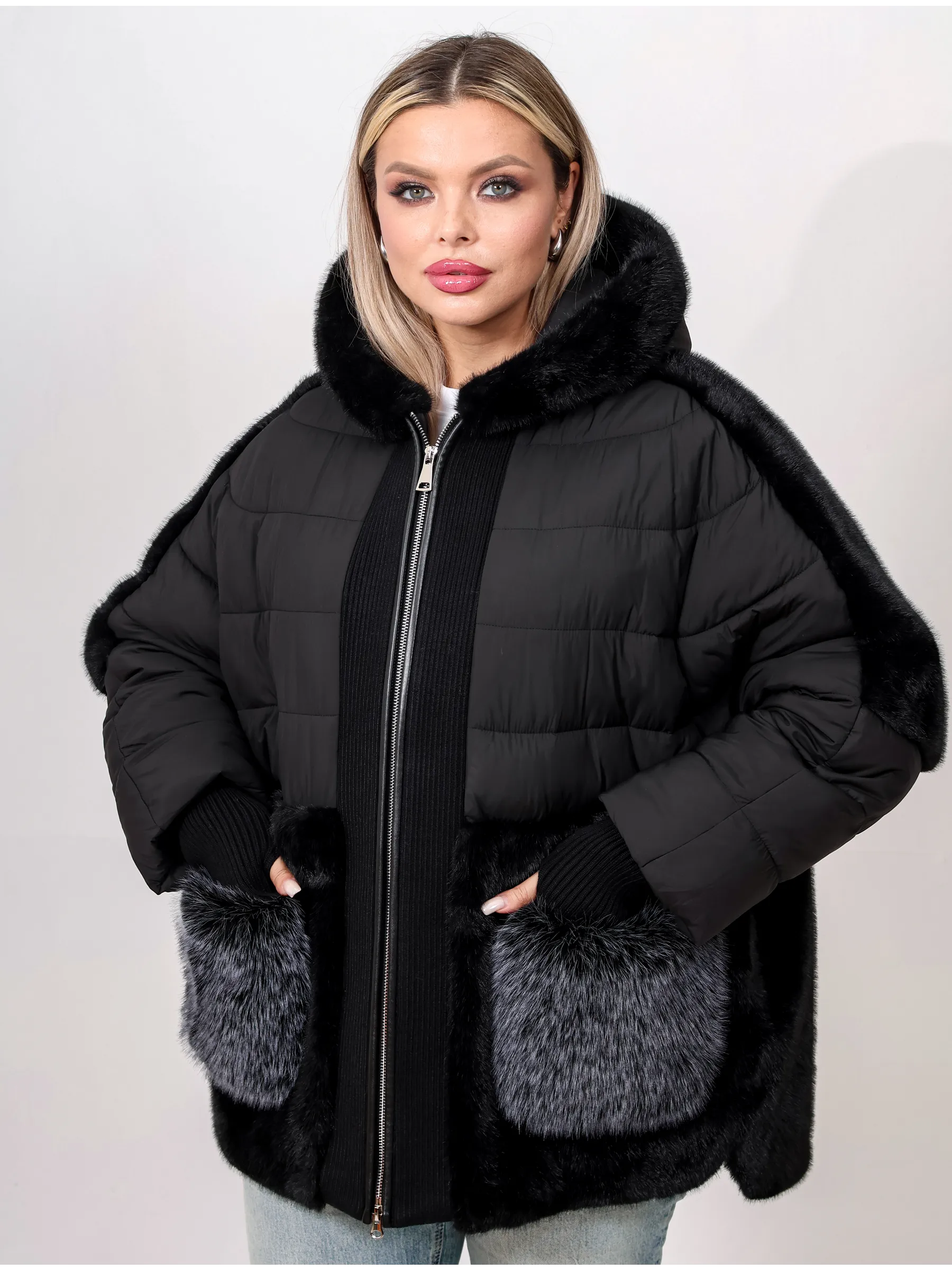 Шуба женская искусственная из эко меха, короткая куртка