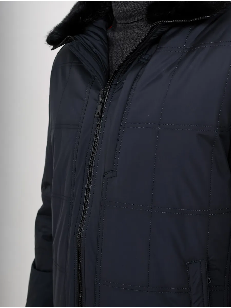 Куртка зимняя классическая из полиэстера с верблюжьей шерстью и норкой