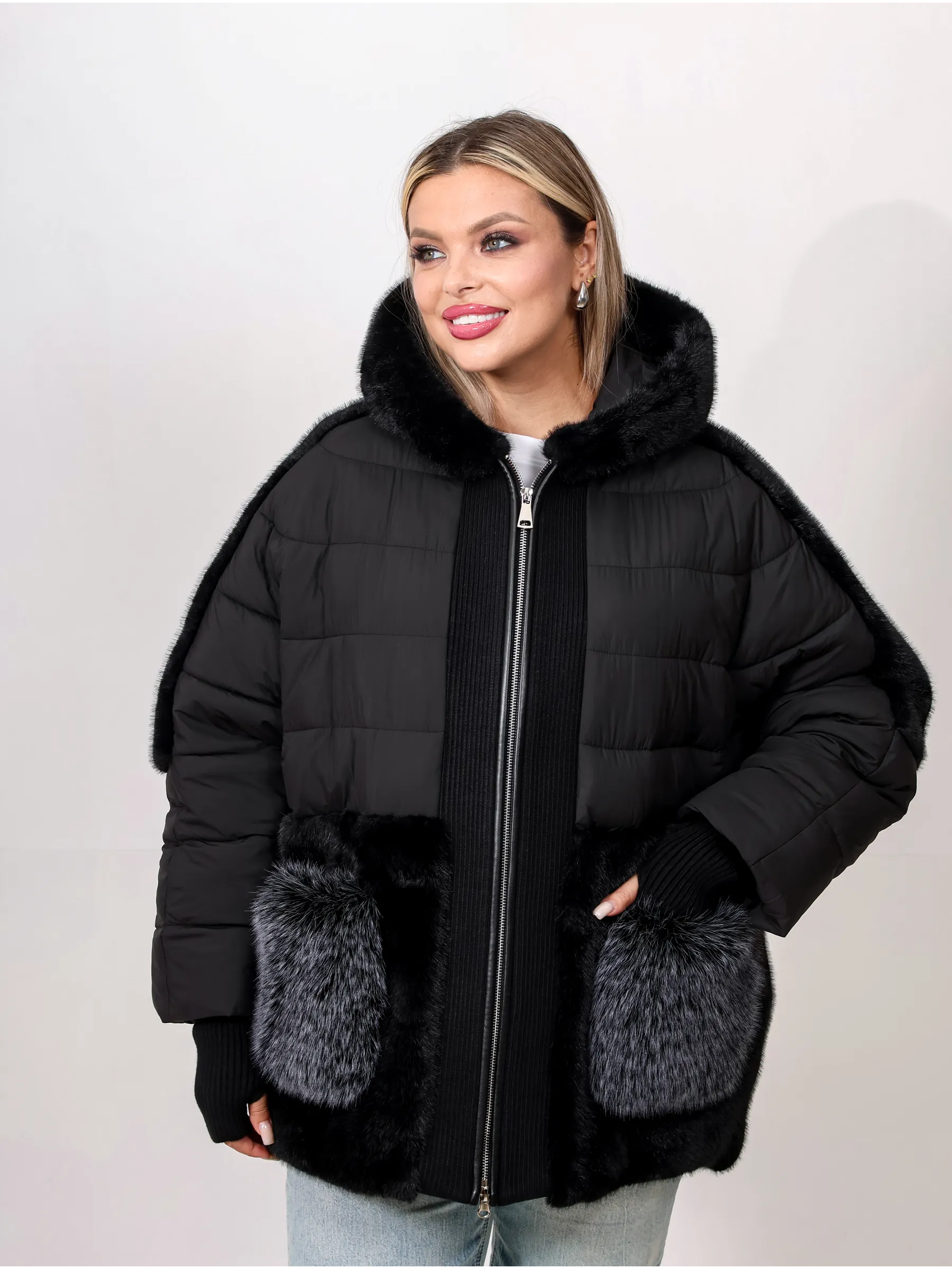 Шуба женская искусственная из эко меха, короткая куртка