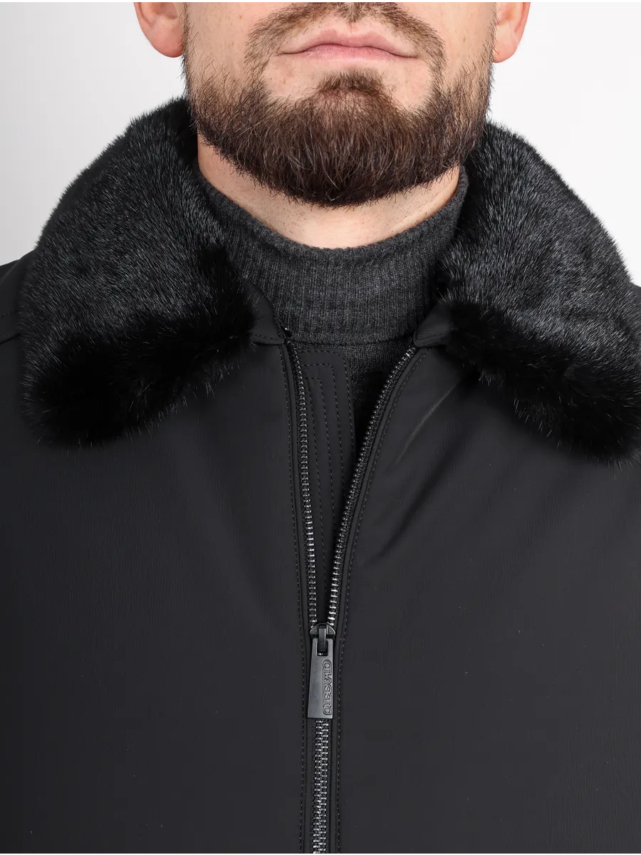 Куртка зимняя укороченная из полиэстера и верблюжьей шерсти