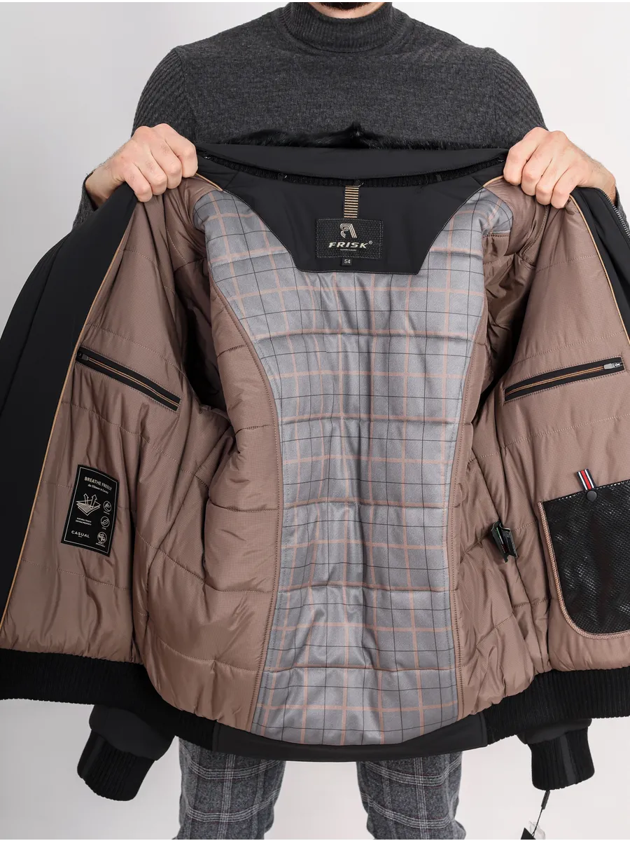 Куртка зимняя укороченная из полиэстера и верблюжьей шерсти