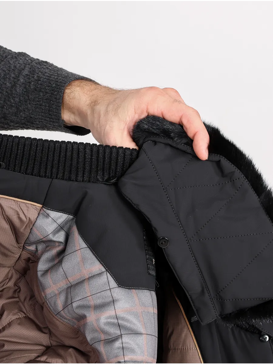 Куртка зимняя укороченная из полиэстера и верблюжьей шерсти