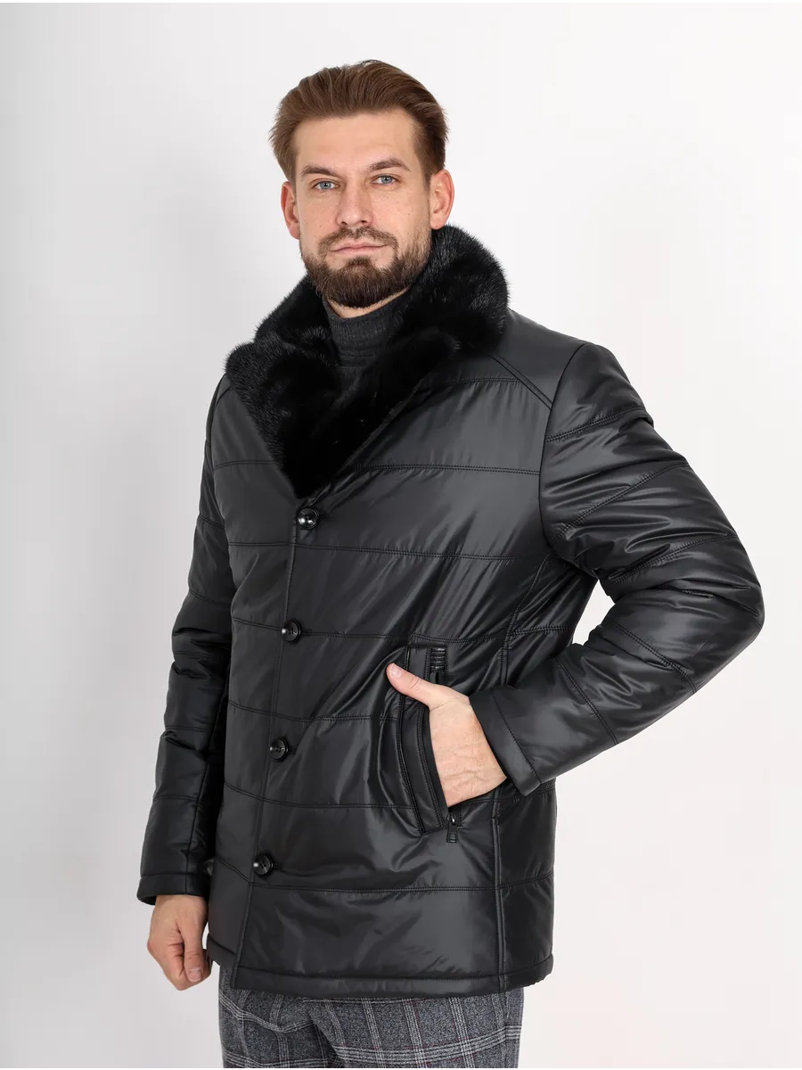 Куртка зимняя мужская из полиэстера с мехом